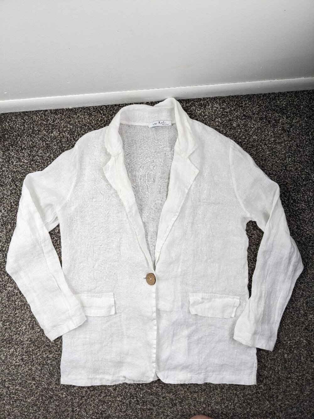 Gigi Moda 100% Linen Blouse Top Cardigan White Italy Made Womens OS Lagenlook